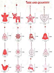 16包聖誕樹吊掛裝飾球,聖誕樹裝飾禮物 - 紅白色 - 查看 3