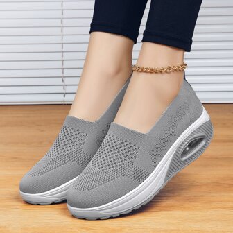 New Style Sports & Casual Square Dancing Shoes For Women, Comfortable Slip-On Design, Breathable Fabric, Thick Soles With Air Cushion And Increased Height, Suitable For Plus Size And Cross-Border