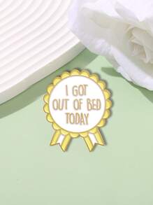 1pc Sunflower cartoon cute brooch English pattern alloy boys and girls pin jeans backpack - White - View 4