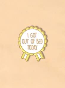 1pc Sunflower cartoon cute brooch English pattern alloy boys and girls pin jeans backpack - White - View 3