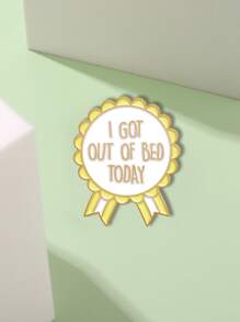 1pc Sunflower cartoon cute brooch English pattern alloy boys and girls pin jeans backpack - White - View 5