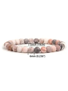 1 szt. matowa naturalna różowa bransoletka z jaspisu zebra ręcznie robiona okrągła bransoletka dla kobiet biżuteria do medytacji jogi prezenty biżuteria na relaks lęku prezenty dla pary przyjaźń-styl