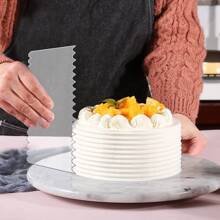 4 piezas Juego de espátulas grandes de acrílico para decorar pasteles, incluye peine de contorno, alisador de pasteles dentado, cortador de decoración de pasteles de cocina, herramienta de alisado de glaseado, peine rayado para pasteles, herramientas de repostería, 24cm X 10cm - transparente - Ver 5