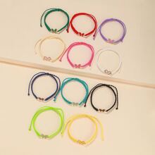 11pcs/set Colorful Butterfly & Bead & Alloy Seven-color Handmade Braided Bracelet