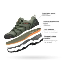 Men's Low Top Waterproof Hiking Shoes Trekking Trails Outdoor Work Shoes - xanh quân đội - Xem 5