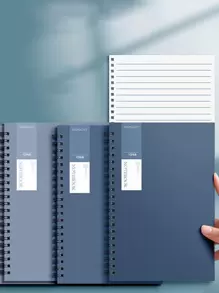 3入組隨機色A5簡約風和厚平底螺旋筆記本 - 彩色 - 查看 1