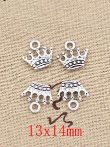 30 件吊墜可愛皇冠古董青銅金銀色吊墜製作 Diy 手工尋找珠寶 - 復古銀色 - 查看 3
