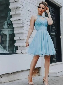 Women Dresses - Màu xanh nhạt - Xem 1