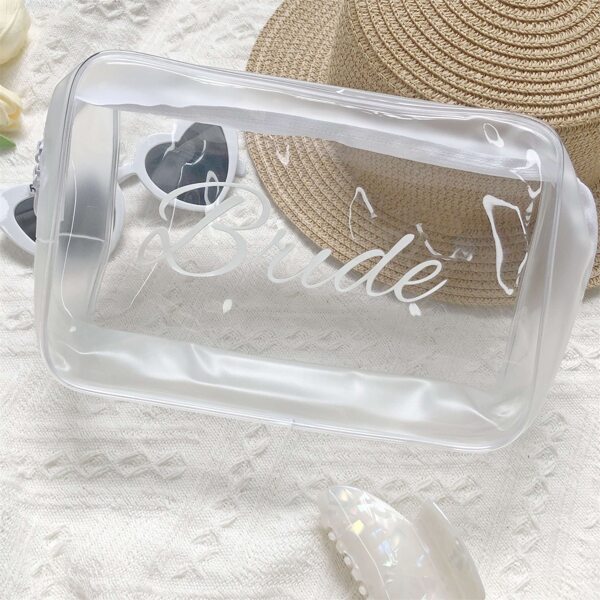 Bolsa Cosmética Transparente de PVC para Decoração de Casamento, Bolsa de Armazenamento Portátil da Noiva, Presente para Damas de Honra, Perfeito para Casamento, Noivado, Lua de Mel, Viagem e Presente para a Esposa, Dia dos Namorados e Natal