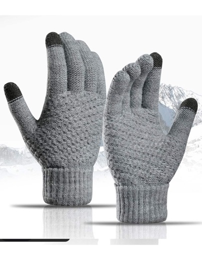 1pair Touchscreen Gray Gloves