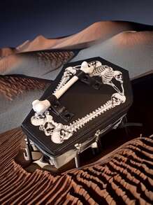 防水、轻便、便携、经典、休闲哥特式风格、Y2K 风格、朋克风格、万圣节讨糖袋派对用品手提包，Ghost Gothic Ghost 女士哥特式头/蝙蝠形手提包单肩包，适合大学、少女、女士、假日、度假、购物、户外新奇包 - 白色 - 查看 1