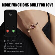 2-Piece Totwoo Long Distance Touch Bracelets For Couples, Vibration & Light Up For Love Couples Bracelets | Long Distance Relationship Gifts For Girlfriend Bluetooth Pairing Jewelry - Hoa hồng vàng - Xem 3