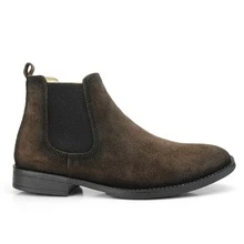 Bota Masculina Camurça Tradicional Preto Liso Amarração Confortável - Caramelo - Visão 4