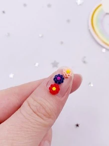 100 piezas de pegatinas de arte de uñas 3D en forma de mini flor de resina de colores profundos mezclados al azar de 6 mm para manualidades, decoración de estuches móviles, accesorios de pendientes de moda y elaboración de artesanías