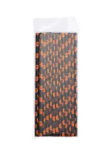25pcs Halloween Series Disposable Kraft Paper Straws - Black - View 4