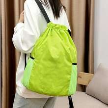 1 Pieza Mochila Con Cordón Y Gran Capacidad De Color Verde Para Baloncesto, Bolsa De Entrenamiento De Fútbol, Bolso Deportivo Con Correa Para El Hombro - Verde - Ver 2
