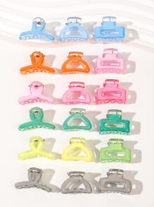 16 Cái/bộ Mini Nhựa Bobby Chân, Nhiều Màu Sắc Ombre Thiết Kế, Hình Vuông & Criss-Chéo & Nửa Vòng Tròn, kẹp Nổ Bên - Nhiều màu - Xem 2