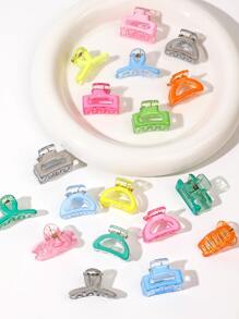 16 Cái/bộ Mini Nhựa Bobby Chân, Nhiều Màu Sắc Ombre Thiết Kế, Hình Vuông & Criss-Chéo & Nửa Vòng Tròn, kẹp Nổ Bên - Nhiều màu - Xem 4