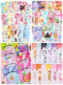 20 Mascarillas Coreanas Kawaii Mascarillas Faciales Hidratantes de Tela 20 piezas - Rosa - Ver 2