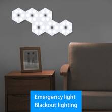 1pc Creative Rgb Battery Powered Remote Control Honeycomb Lamp - Six-sided Diy Touch Sensitive Night Light For Wardrobe, Corner, Emergency Lighting - Multicolor - View 3