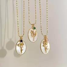 1pc Stylish 3d Birthday Flower Shaped Copper Pendant, With Stainless Steel Starry Sky Necklace And Birthstone Charm. Suitable For Women's Daily Wear And Birthday Gift Valentines,Mom,Mother,Mother's Day,Gift