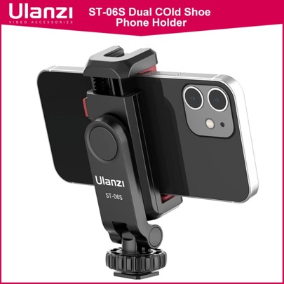 Ulanzi ST-06S Vertical Phone Mount Holder Tripod With Cold Shoe For Mic Light Phone Clip Compatible With IPhone 12 Vlog Holder Smartphone