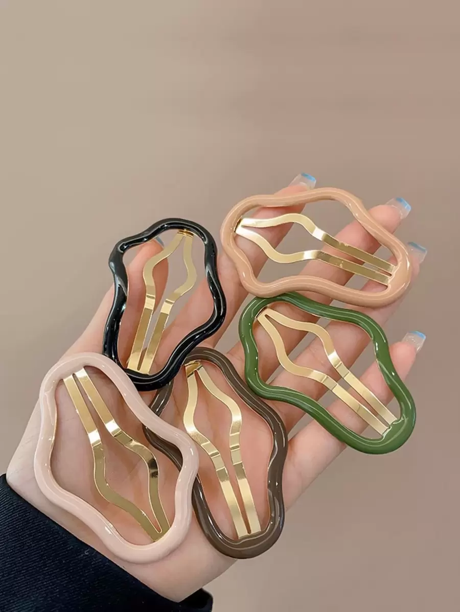 5 件套时尚彩色镂空云形发夹，适合女士，优雅发饰，适合日常佩戴街头爪夹发夹 - 彩色 - 查看 1