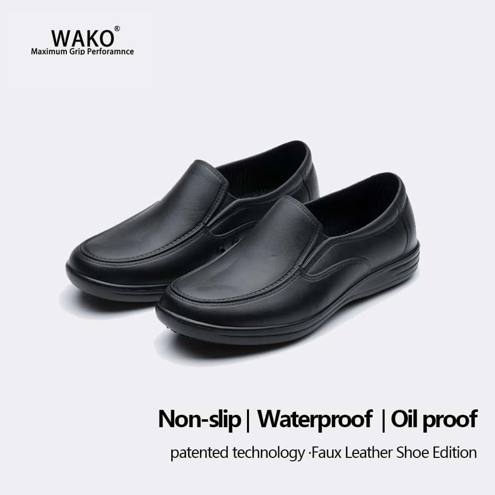 1 Pair Wako Slip Resistant Food Service Chef Shoes Non-Slip Restaurant Men's Work Shoes Lightweight Water & Oil Resistant Anti-Skid Nursing Working Shoes Waterproof Kitchen Bathroom Construction Medical Shoes 9023 - Black - View 1