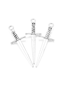 10个5色合金复古骑士剑吊坠，用于珠宝制作DIY手工武器个性化项链吊坠 - 10pcs - 查看 3