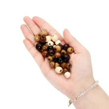 100入套楓葉色木珠,diy珠寶配件散珠,3種尺寸可選 - 巧克力棕 - 查看 6