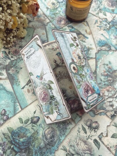 1本30入組復古動植物裝飾紙材,適用於剪貼簿、diy背景、相簿和手工製作