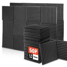 Donner Acoustic Panels Sound Proof Foam Panels for Walls 12-Pack Wedge Sound Absorbing Panels Acoustic Foam Noise Canceling Panels for Studio Recording Home Office - 黑色 - 查看 11