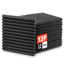 Donner Acoustic Panels Sound Proof Foam Panels for Walls 12-Pack Wedge Sound Absorbing Panels Acoustic Foam Noise Canceling Panels for Studio Recording Home Office - 黑色 - 查看 10
