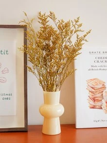 1束黃色永生花 - 20英寸/52厘米自然插花,婚禮/家庭/辦公室桌面裝飾與跳舞草,愛草,大麥草,鄉村風格派對裝飾和農舍裝飾