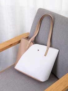New Summer Fashion Colorblock Handbag Shoulder Tote Bag, Multi-Color Ladies Shopping Bag - Multicolor - View 2