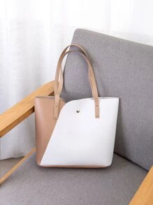 New Summer Fashion Colorblock Handbag Shoulder Tote Bag, Multi-Color Ladies Shopping Bag - Multicolor - View 1