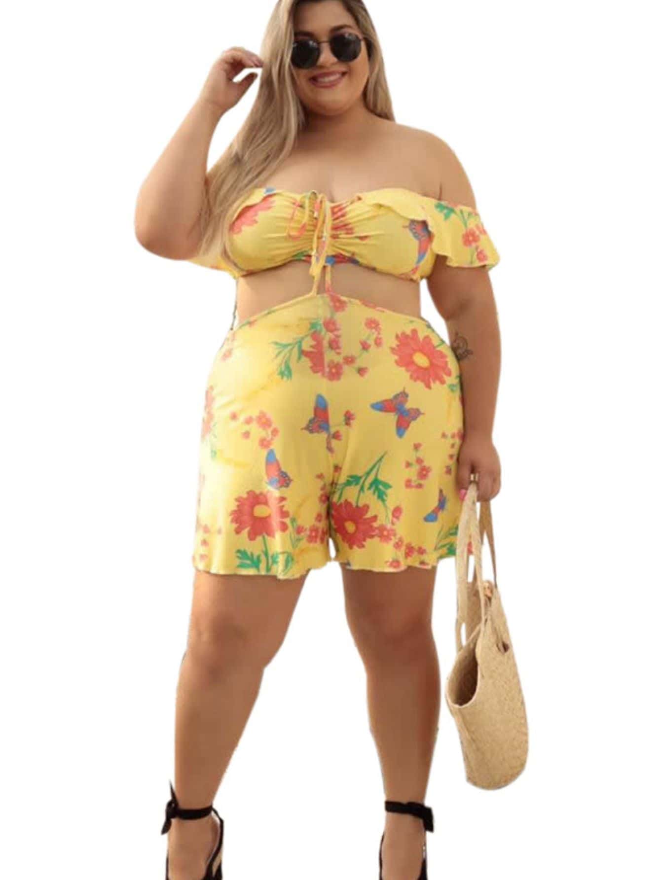 Plus Size Jumpsuits - 黃色 - 查看 1