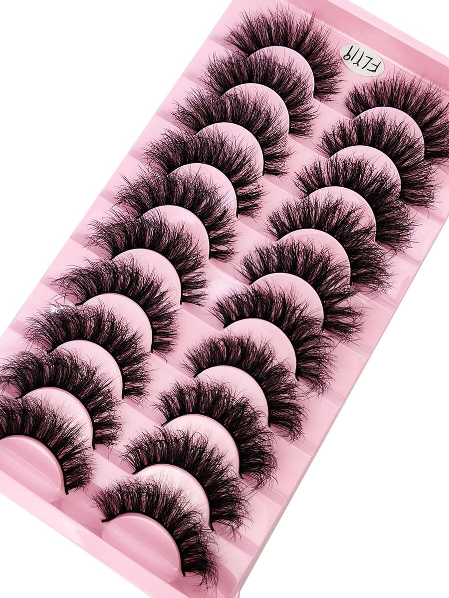 HBZGTLAD 10 Pairs Russian Strip Lashes Fluffy Mink Lashes 3D False Eyelashes Russian Volume Eyelashes Fake Eyelashes Dramatic Messy Mink Lashes Wispy Long Foxy Eye Lifting Look Eyelash Extension Kit Full Eyelash Strip To Lengthen And Volumize The Outer Corner Of Your Eye Beauty Makeup Strip Lashes, Lashes, Eyelashes, Fake Lashes