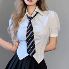 1入韓式/日式大學風女士領帶,不需打結的休閒學生制服飾品 - 黑色 - 查看 1