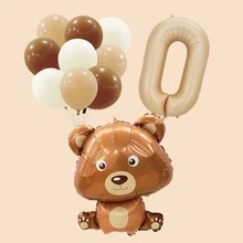 11 cái Phim Hoạt Hình Hình Con Gấu Số Bóng bay giấy bạc Bộ Và Màu Khaki Quả bóng bay Đồ trang trí Đối với Tiệc sinh nhật , Chụp ảnh Bối cảnh Trang trí - Nhiều màu - Xem 3