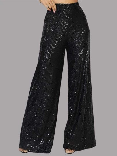 Calça Pantalona Feminina Paete Tuda Forrada