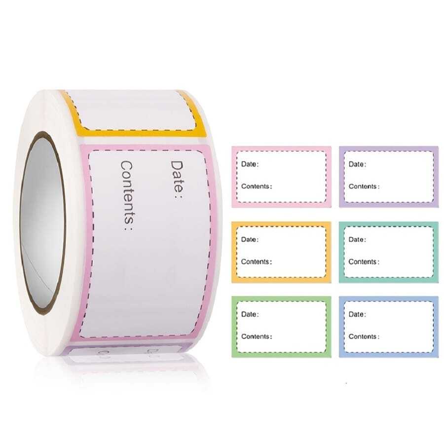 250入組/卷食物貯藏標籤冰箱紙貼紙自黏式可拆卸餐飲日期標籤1.2X2英寸防水冰箱標籤標籤適用於瓶子廚房禮品袋 - 彩色 - 查看 1