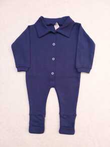 Baby Boy's Romper (Suedine) Assorted Colors - Navy Blue - View 2