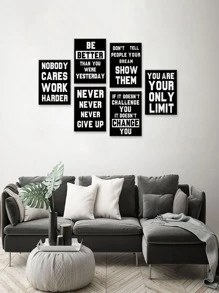 6 Tấm Tranh Canvas Nghệ Thuật Treo Tường Màu Đen Truyền Cảm Hứng Cho Phòng Ngủ Văn Phòng Trang Trí Thẩm Mỹ Không Có Khung 3 Kích Cỡ - Đen và trắng - Xem 2