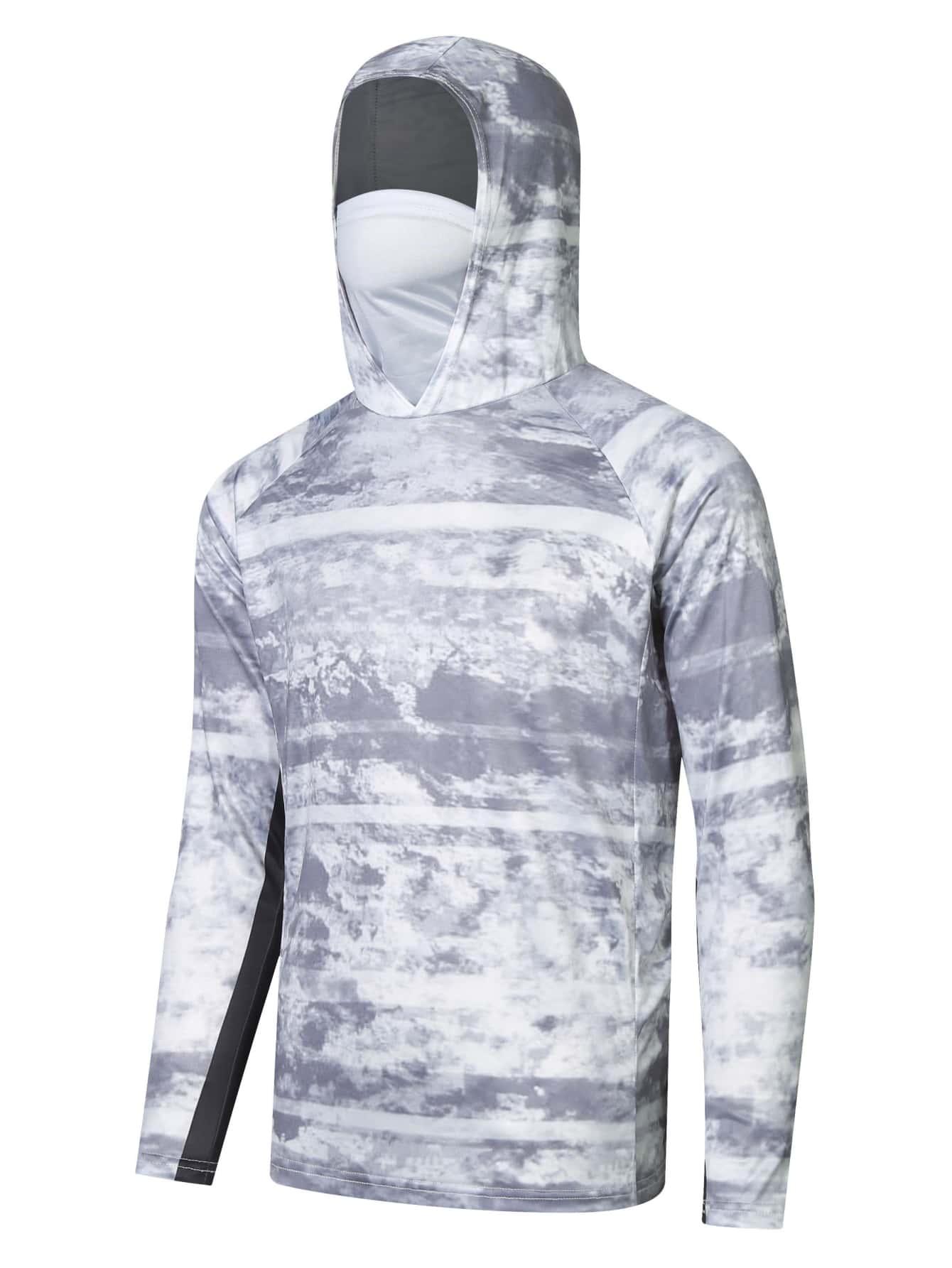 1pc Gray Camouflage Fishing Clothes With Face Mask And Cap - Grey - View 1