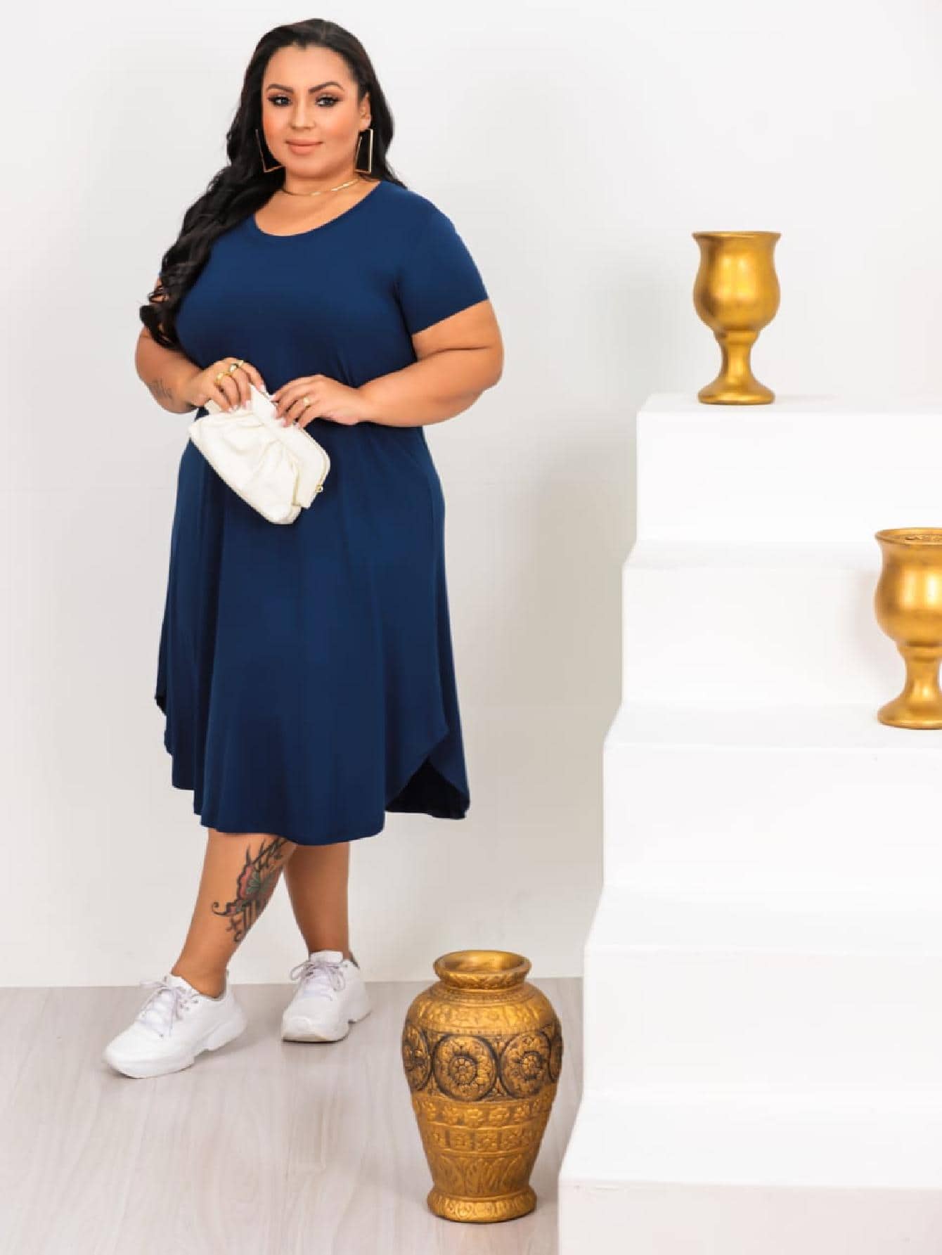 Plus Size Dresses - 藏蓝色 - 查看 1