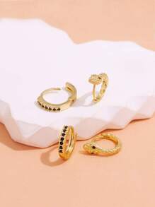 4入组/套復古蛇設計耳環適合女士,日常穿著和節日首飾配件