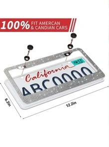 1 pieza Marco acrílico para placa de matrícula con cristales para coche - Blanco - Ver 3