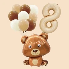 11 cái Phim Hoạt Hình Hình Con Gấu Số Bóng bay giấy bạc Bộ Và Màu Khaki Quả bóng bay Đồ trang trí Đối với Tiệc sinh nhật , Chụp ảnh Bối cảnh Trang trí - Nhiều màu - Xem 8