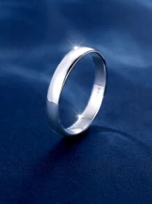 1個極簡主義925純銀亮面女戒指,求婚、婚禮、周年紀念禮物 - 銀色 - 查看 6